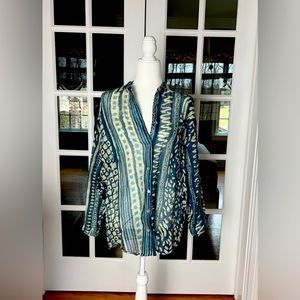 NWOT Zara Button Down Tribal Print Blouse Sz M